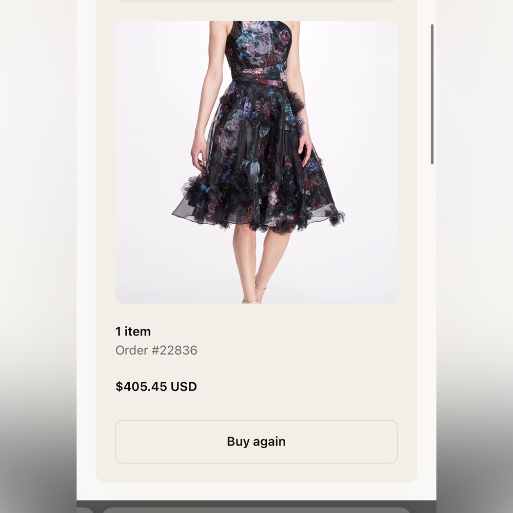 Marchesa Notte one shoulder size 2 appliqué floral dress